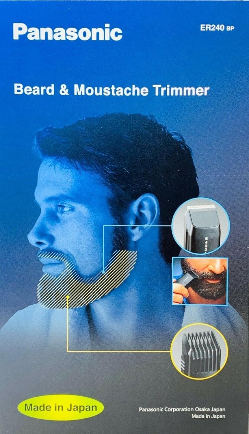 Beard & Mustache Trimmer - Panasonic ER240B for Precise Grooming | Cordless Design