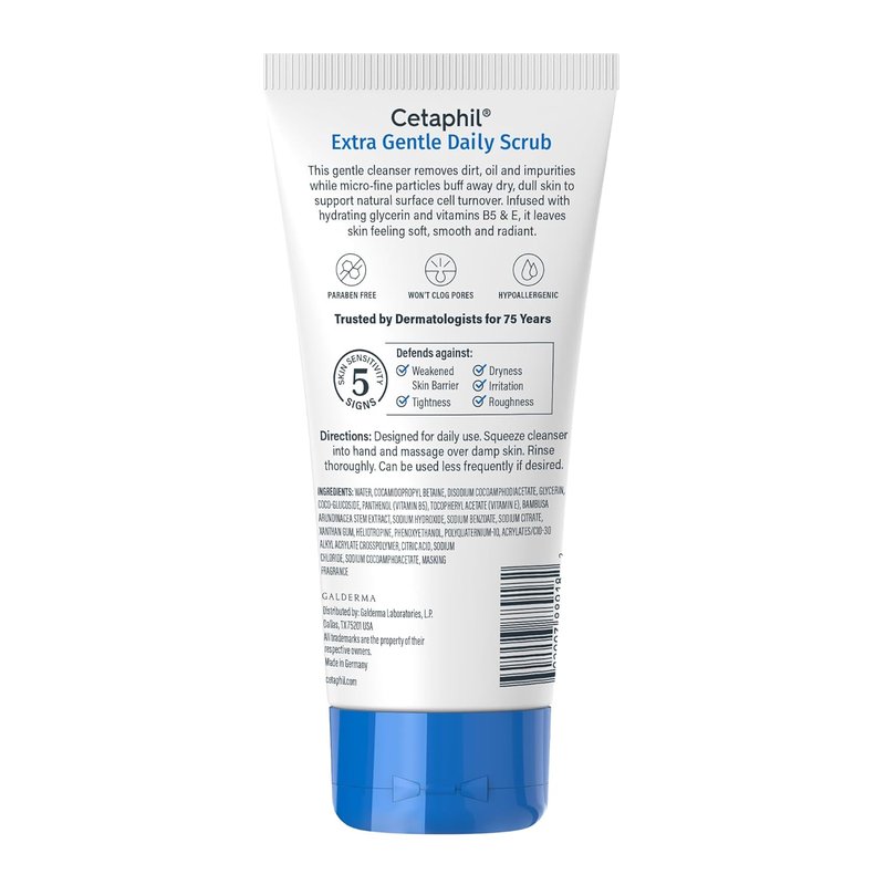Cetaphil Exfoliating Face Wash - Gentle Daily Scrub for All Skin Types | 6 Fl Oz, Pack of 2