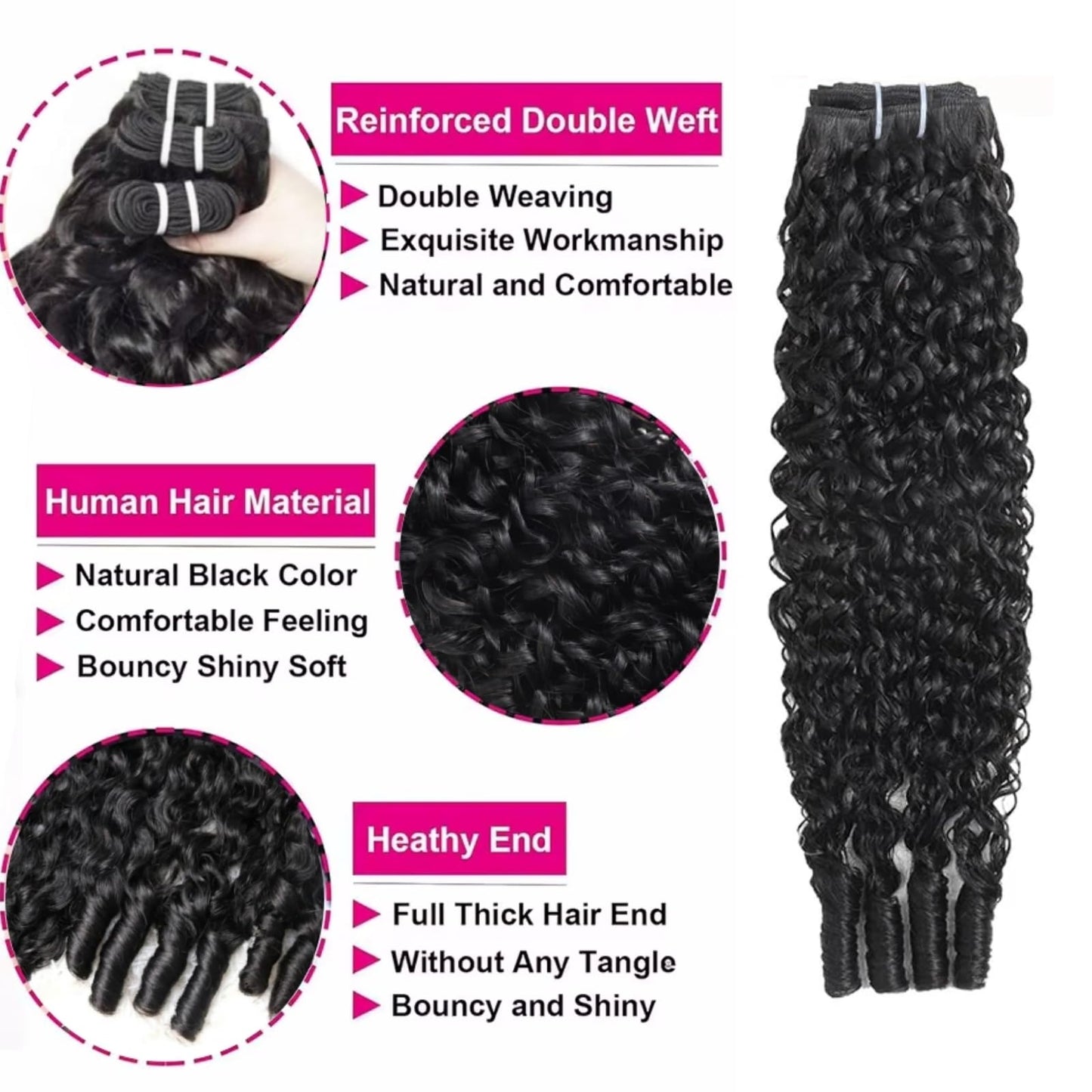Burmese Curly Bundles Human Hair 18 Inch One BundlesBrazilian Virgin Hair Bundle Quick Weave for Women Water Wave with Spiral Curly End Natural Black Hair Extensions