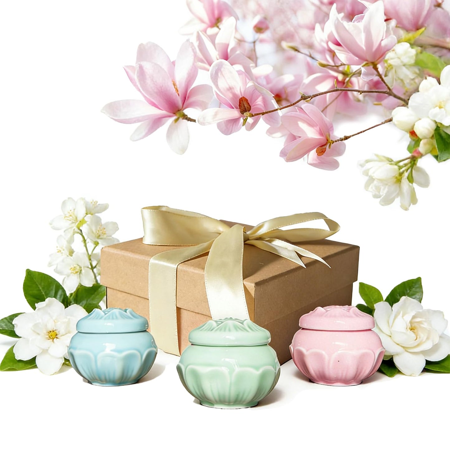 Banami Solid Perfume Set 3 Pcs,Jasmine Gardenias Magnolia,Alcohol-Free Long-Lasting Fragrance for Women