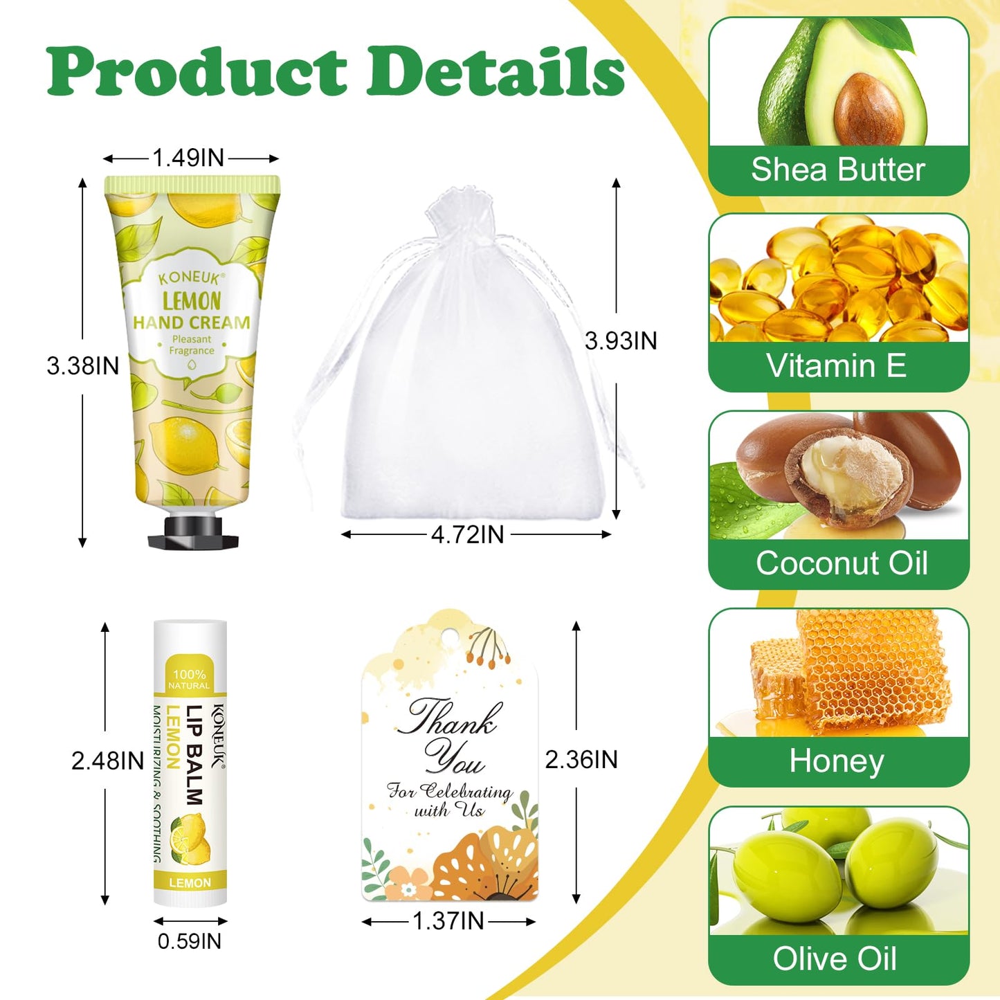 KONEUK 36 Pack Hand Cream Bulk and Lip Balm Bulk Sets, Party Favors