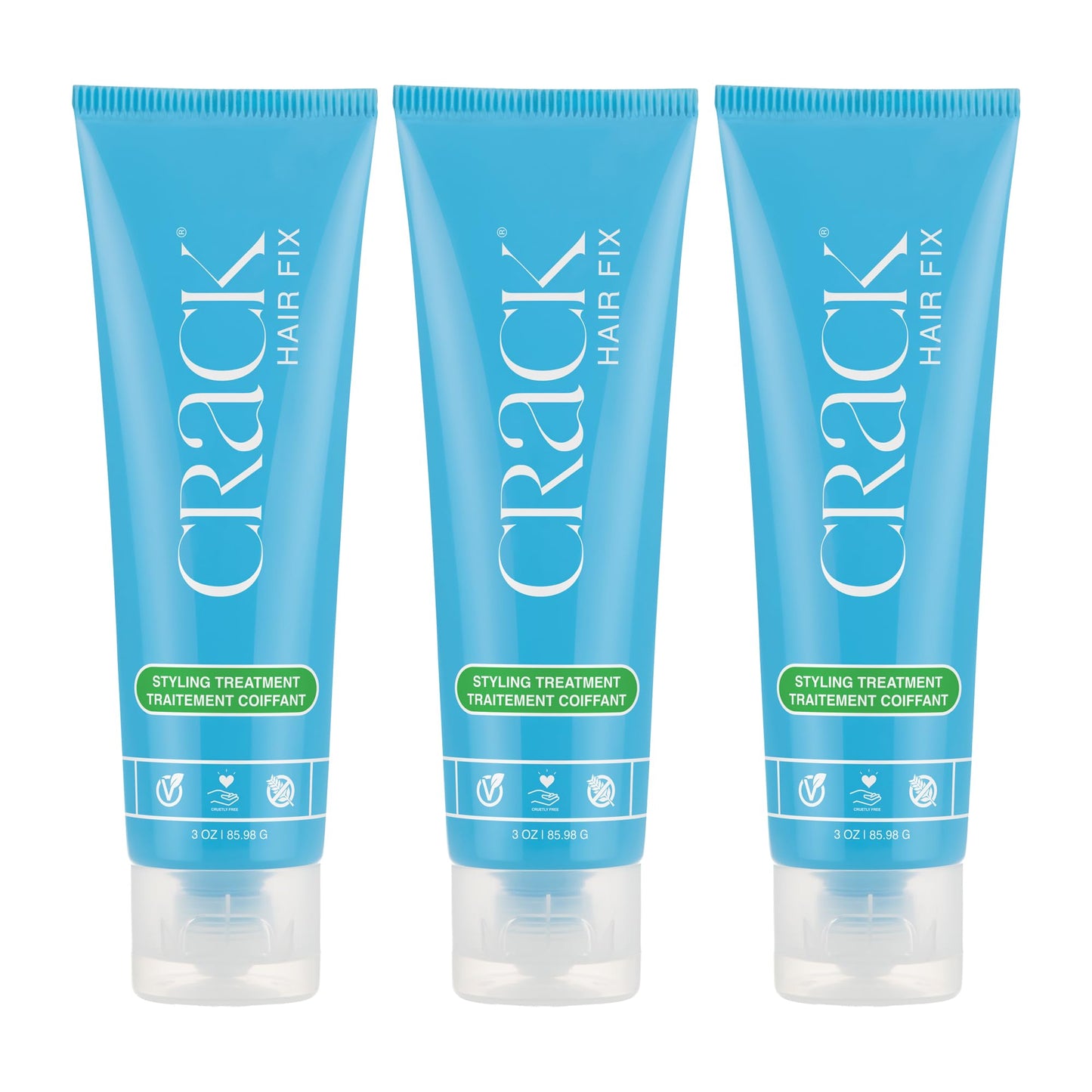 Crack Hair Fix Air Dry Cream - Multi-Tasking, Anti-Frizz, Leave-In Styling Balm with Protection from Humidity, Chlorine, Heat Treatments & Sun, (3 oz - PACK OF 3)