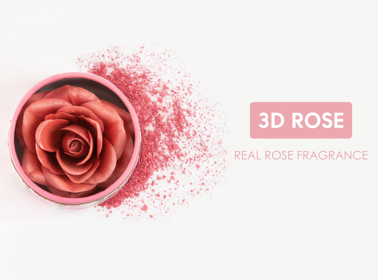 3D Rose-Shaped Cream Blush in Pink - Silky Smooth Finish, Buildable Glow, with Real Rose Scent | Hermoso Rubor en Forma de Rosa