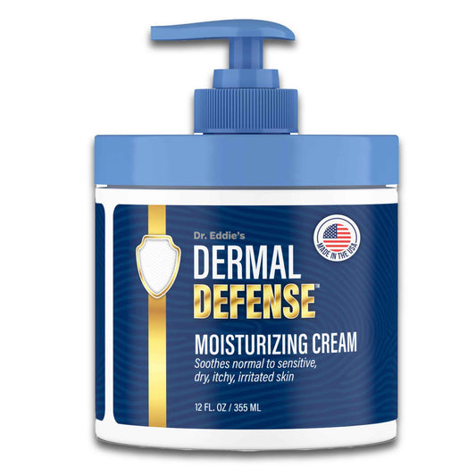 Dr. Eddie's Dermal Defense Moisturizing Cream - Face and Body Moisturizer for Dry Skin, Daily Cream for Sensitive Skin Care, Ultra Moisturizing Eczema Cream for Men and Women - 12 fl oz
