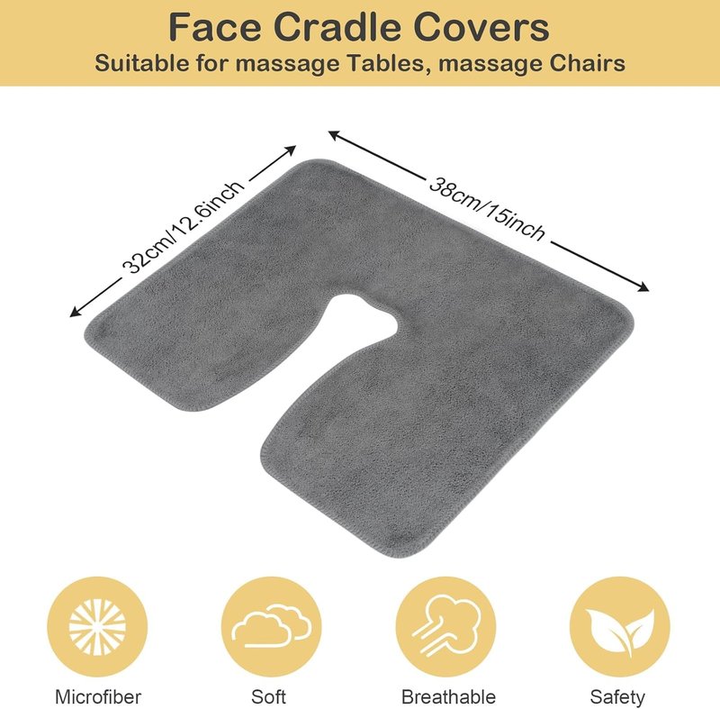 Microfiber Face Cradle Covers - Large, Soft & Reusable Non-Stick Massage Headrest Cover | Fits All Massage Tables & Chairs