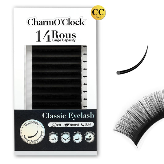 CharmO'clock Lash Extension Classic Lash Extensions CC Curl 0.03mm 13mm Length Natural Volume Lash Trays Matte Black Individual Eyelash Extensions Professional Lash Tech Supplies(CC 0.03 13mm)