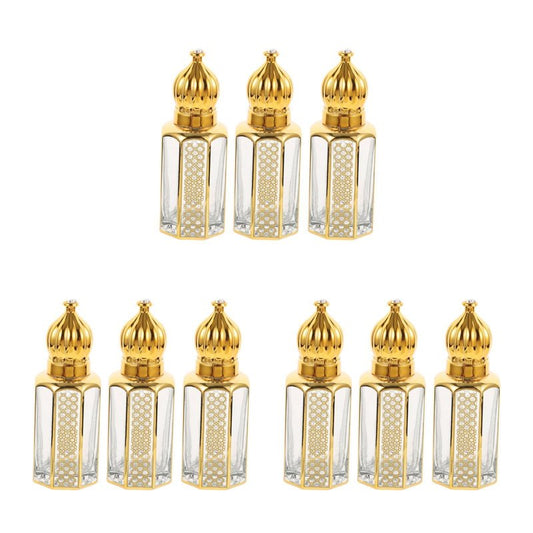 FRCOLOR 9 Pcs Essential Oil Bottles - Empty Perfume Holders, Vintage Decor, Glass Roller Bottles for Essential Oils & Fancy Perfumes