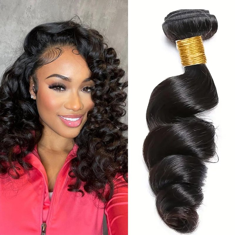 Loose Wave Human Hair Bundle - 20 Inch 100% Unprocessed Brazilian Virgin Hair Extensions | Natural Color for Black Women