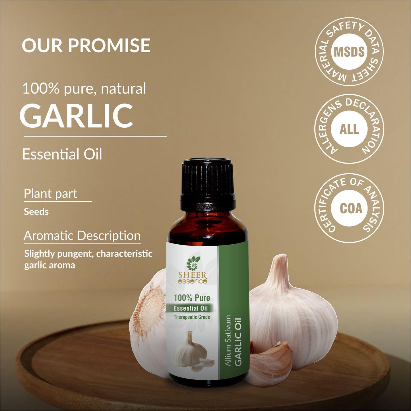 Garlic Oil - (Allium Sativum)- Essential Oil 100% Pure Natural Undiluted Uncut Therapeutic Grade Oil 0.16 Fl.OZ