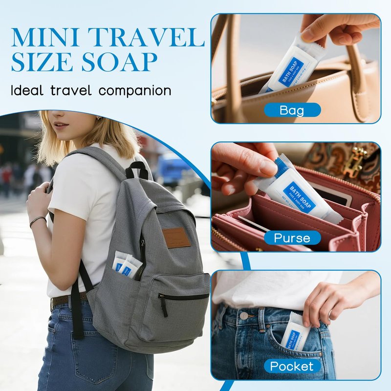 HAIFOTRVA 200 Pack Mini Travel Size Bar Soap Bulk,0.53 oz/15 grams Individually Wrapped Small Disposable Hotel Soap Bars Toiletries for Church,Homeless Gifts,Bathroom,Guest