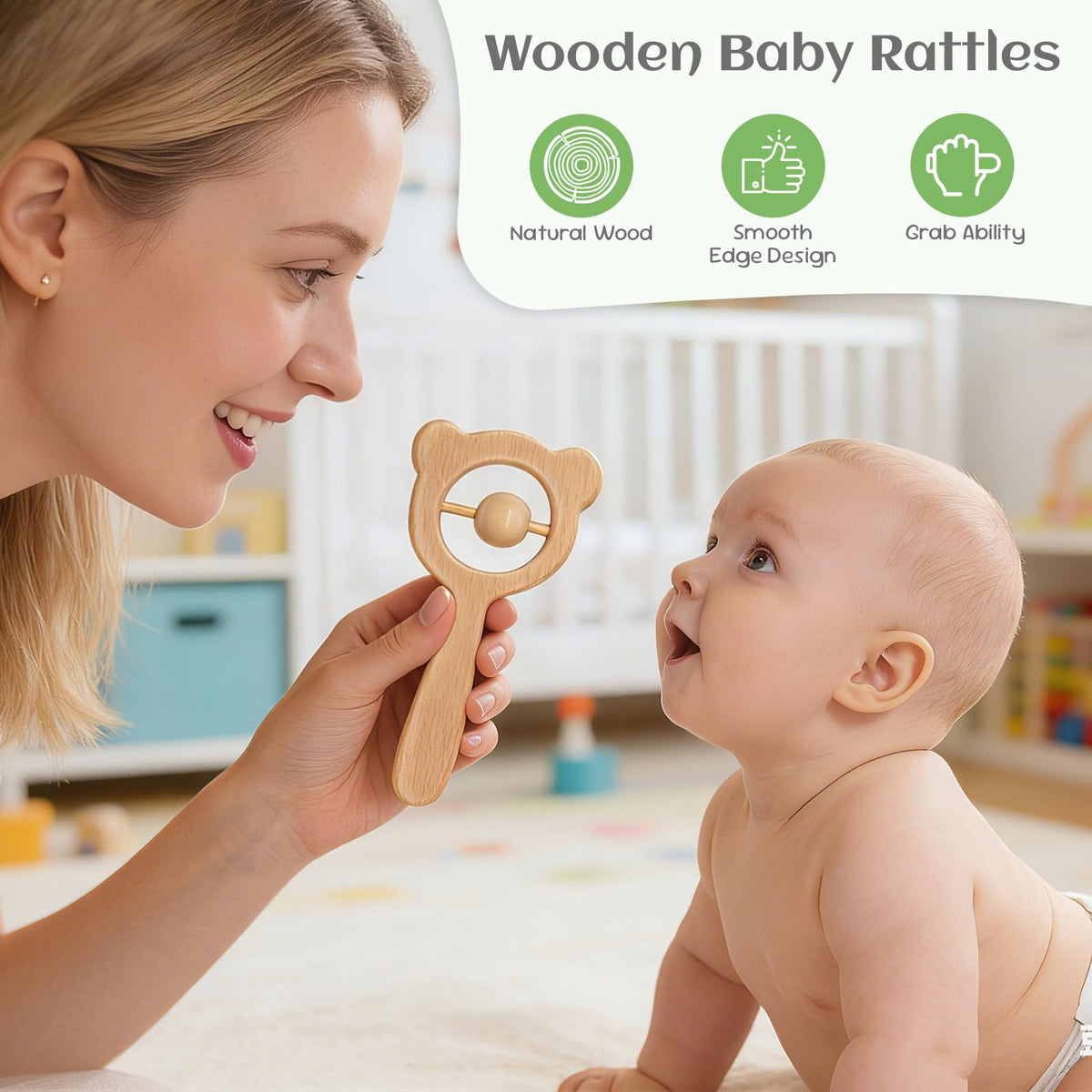 Baby Hair Bush and Comb Set, 5 Pack Wooden Baby Brush with Soft Goat Bristle for Newborns and Toddlers, Perfect for Cradle Cap, Baby Registry Gift, Infant Essentials Care Kit