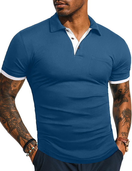 KUYIGO Slim Fit T Shirts for Men Short Sleeve Polo Shirt Casual Tactical Golf Tennis T-Shirts XX-LargeDeep Teal