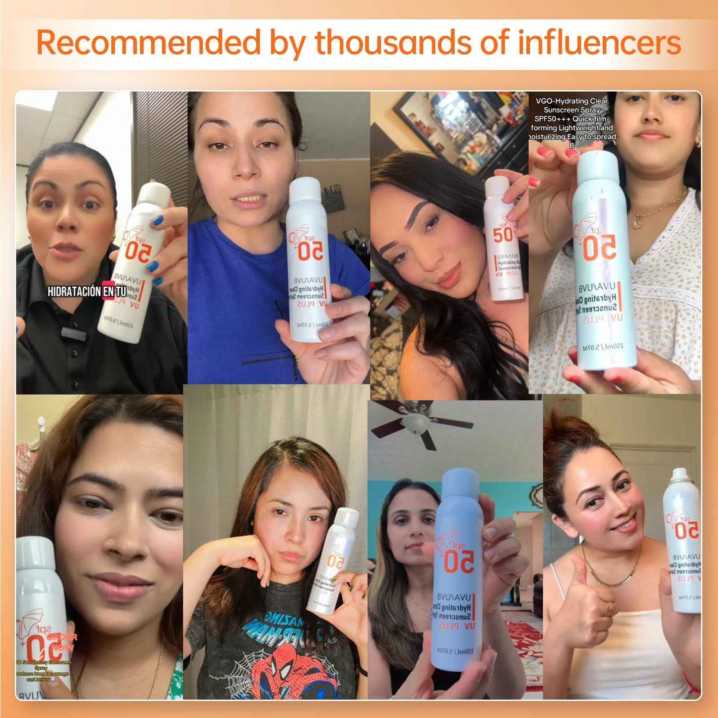 Sunscreen Spray SPF 50+ for Face & Body, Reef Safe Sunscreen Spray, Broad Spectrum UVA/UVB Sunblock, Oxybenzone-Free, Non-Comedogenic, Oil-Free, Water Resistant, 5.07oz Travel Size (2 pack)