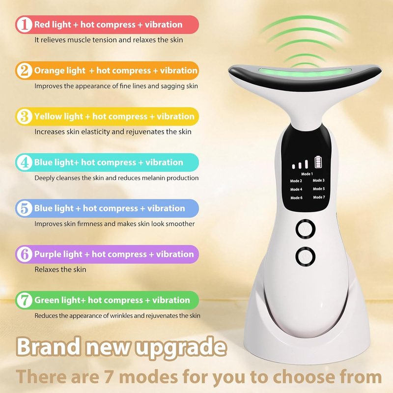 7-Color Facial Massager & Neck Massager Tool | Skin Contouring & Rejuvenation for Home & Travel