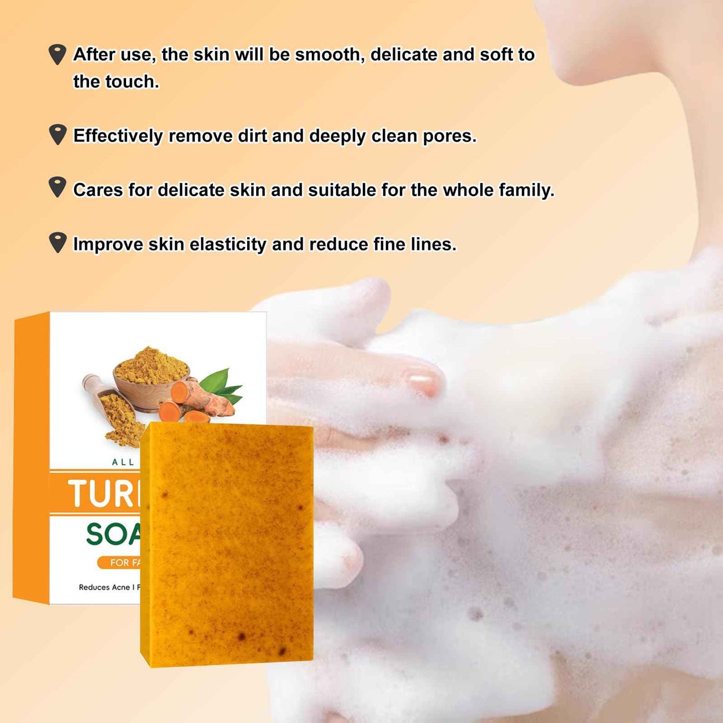 Lemon Turmeric Kojic Soap – Kojic and Turmeric Soap, Jabon De Curcuma Para Las Manchas, TurmericSoap Bar for Face and Body, Moisturizing Deep Cleansing