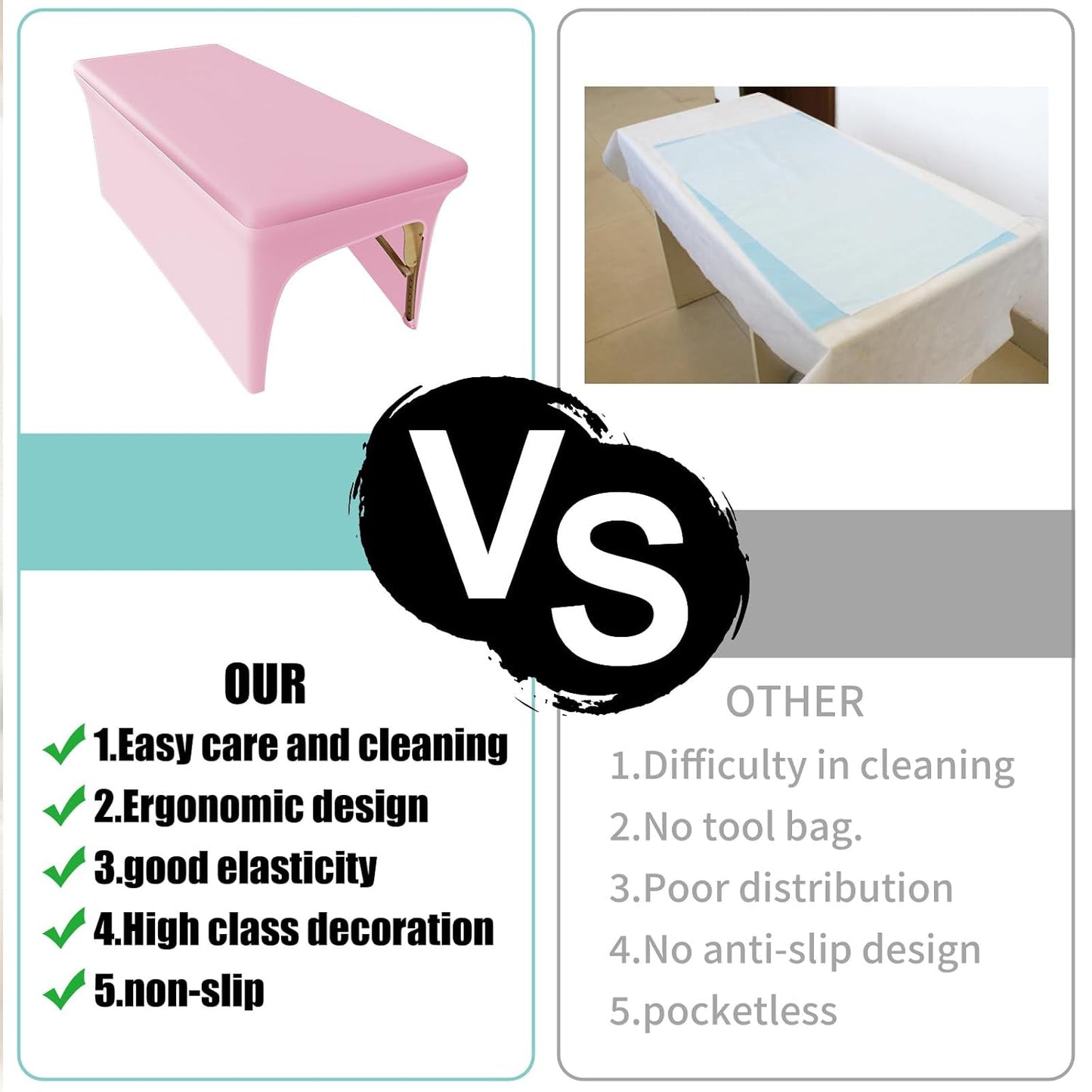 Pink Lash Bed Cover - 6FT Vinyl Massage Table Protector | Silky, Waterproof & Durable Spa Bed Cover for Estheticians