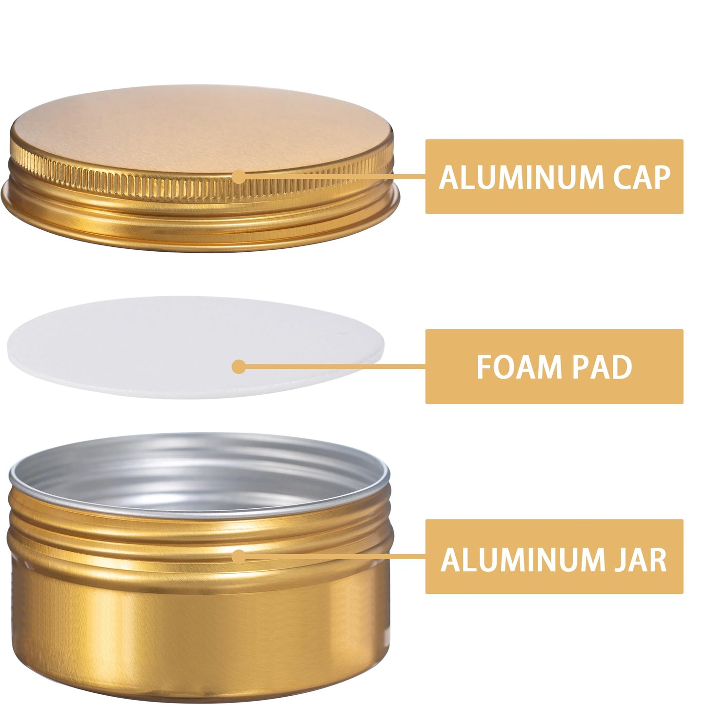 4 oz (120ml) Gold Screw Top Aluminum Tins with Labels, 24 Pack
