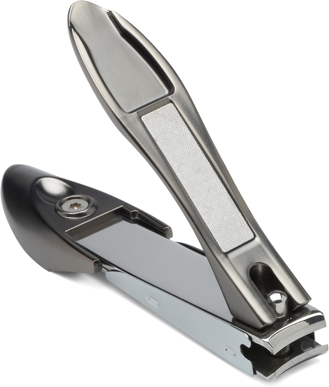 Nail Clippers with Catcher - Heavy Duty Stainless Steel Fingernail & Toe Nail Cutter | Ergonomic Handle & Curved Blades