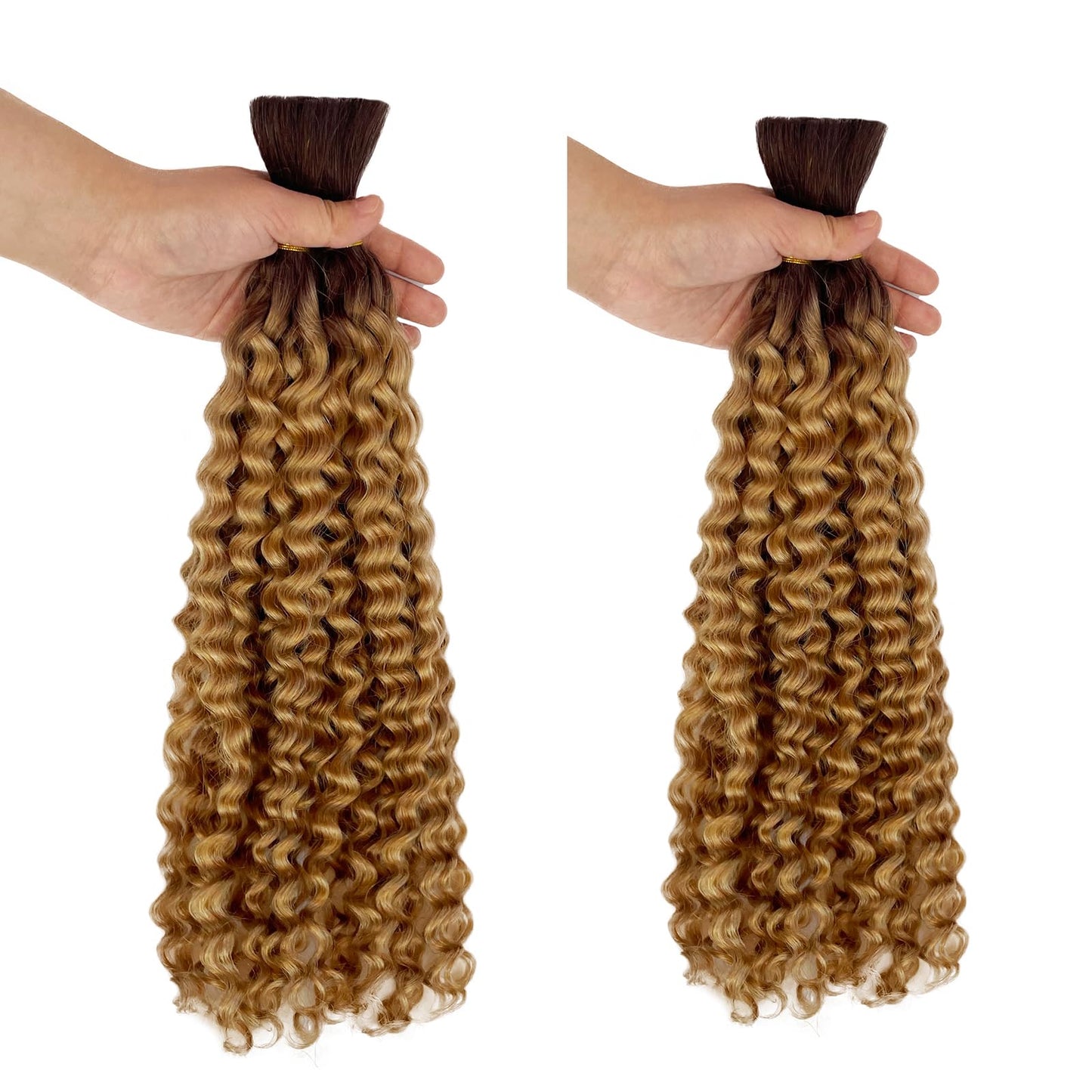 Human Braiding Hair for Boho Braids 22 Inch 100g Highlight Blonde Human Hair Bulk Water Wave 100% Curly Human Hair for Braiding Black Women Wet And Wavy Human Hair 4T27 Color