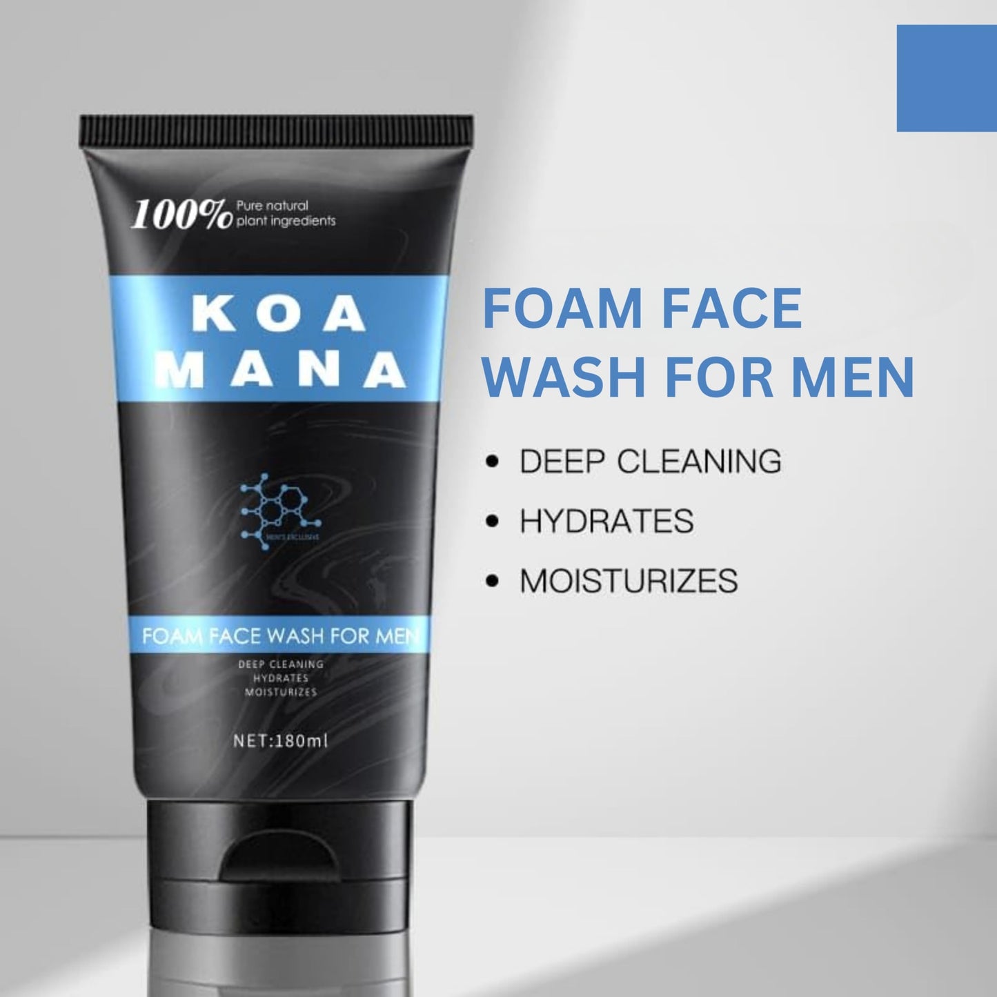 GOODY 2'S KOA MANA Foaming Face Wash for Men, 100% Organic, Pure Plant Ingredients, 180 ml