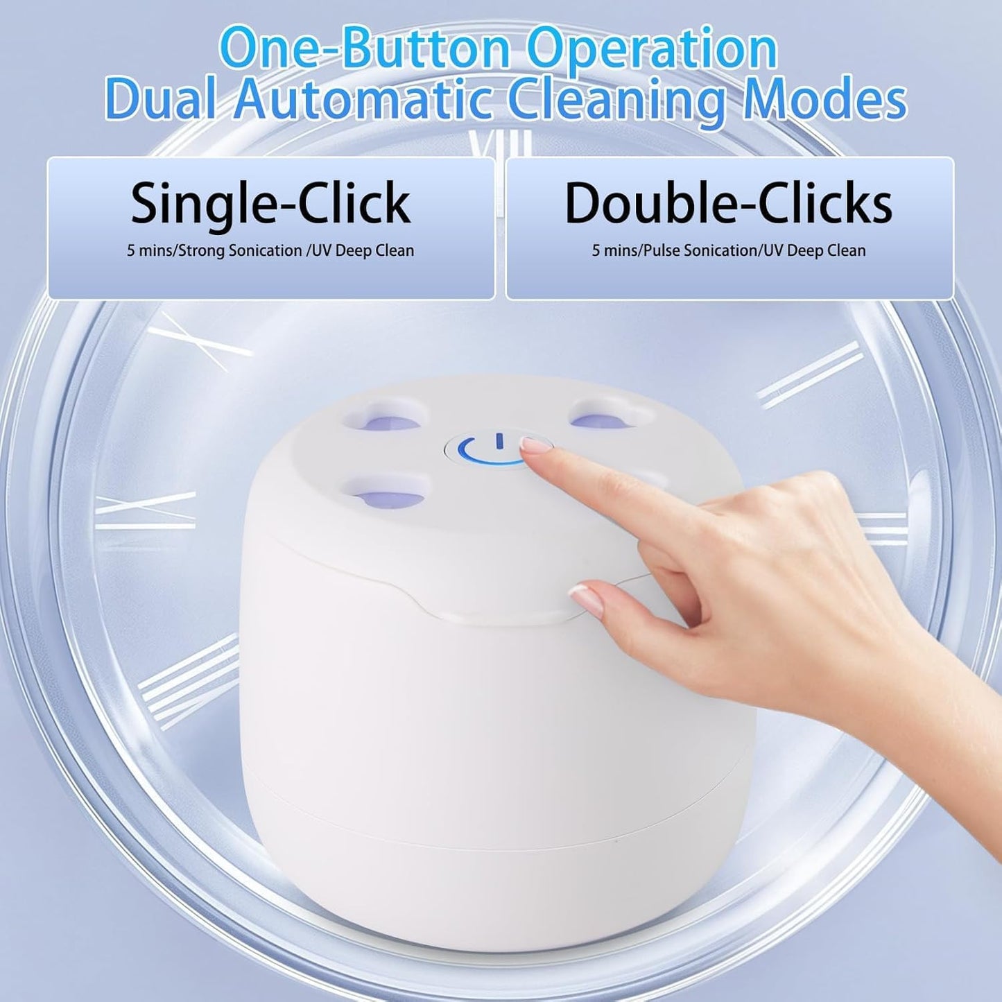 Ultrasonic Retainer Cleaner,250ML Large Capacity Dental Cleaning Pod for Dentures,Retainers,Braces,Mouth Guards,Toothbrush, Aligner