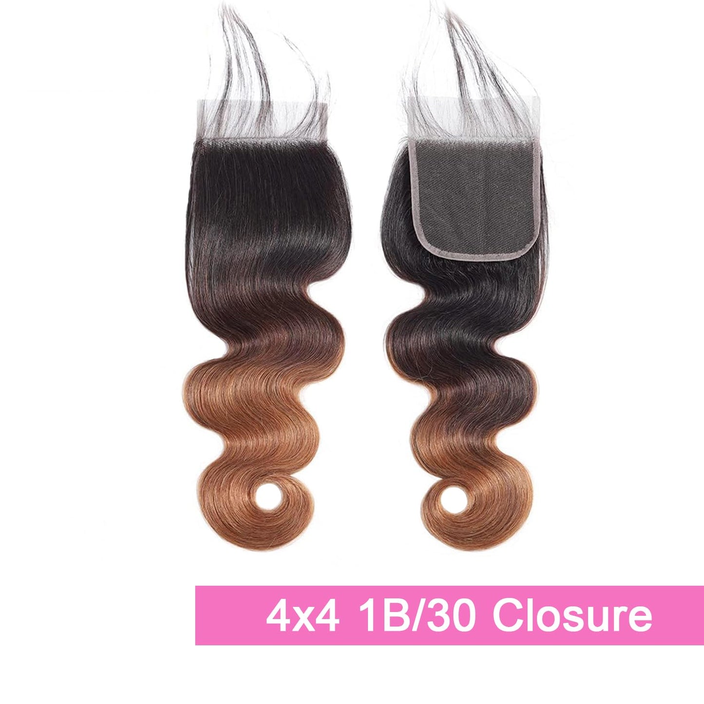 1B/30 Lace Closure 4x4 Hd Transparent Lace Ombre Closure Body Wave With Pre Plucked Baby Hair High Density Brazilian Virgin Hair For Woman (20 Inch)