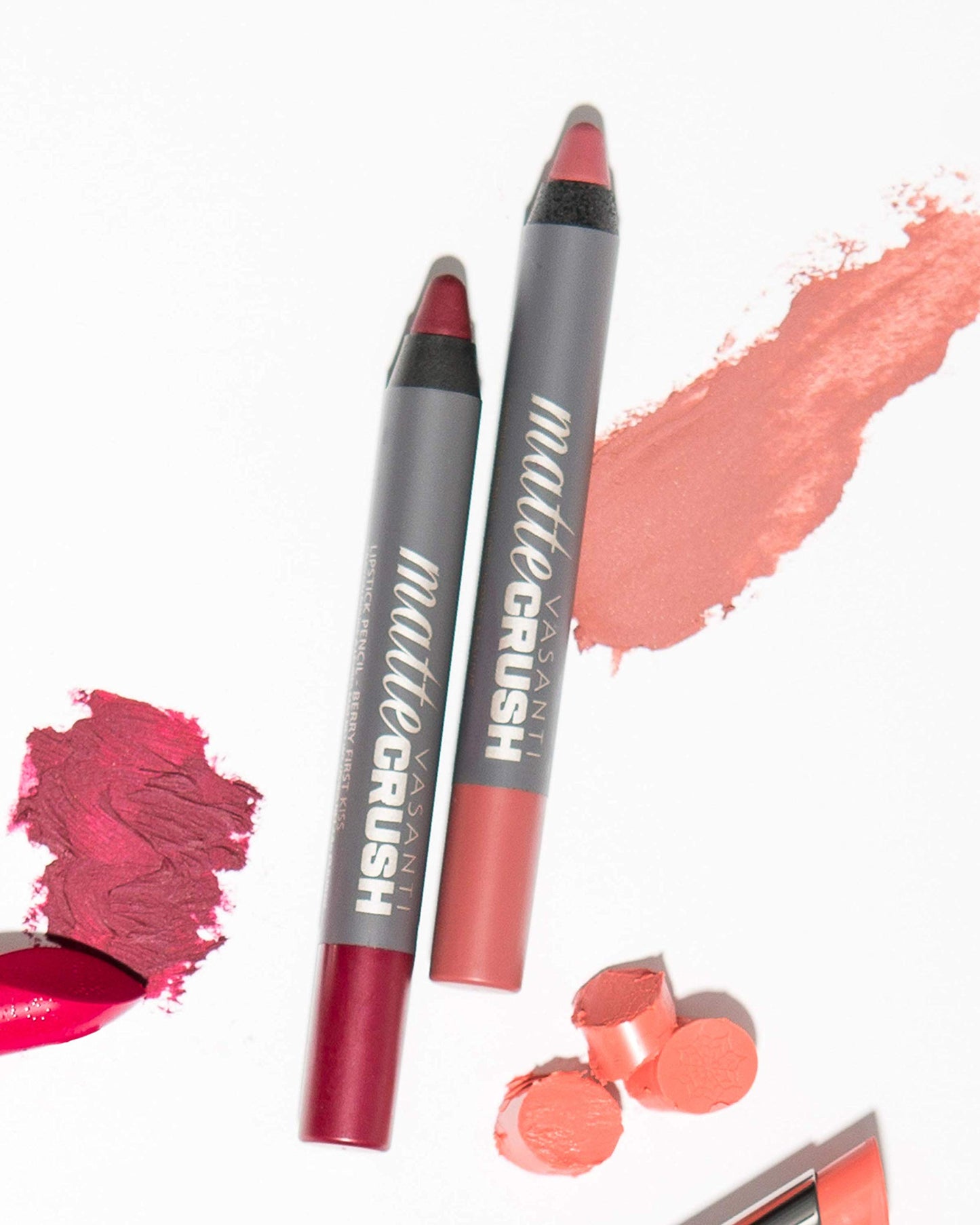 VASANTI Matte Crush Lipstick Pencil (Rosy Pout) | Long-Lasting, Water-Resistant Lip Liner Pencil that Won’t Smudge | Highly Pigmented, Soft Matte Lip Pencil