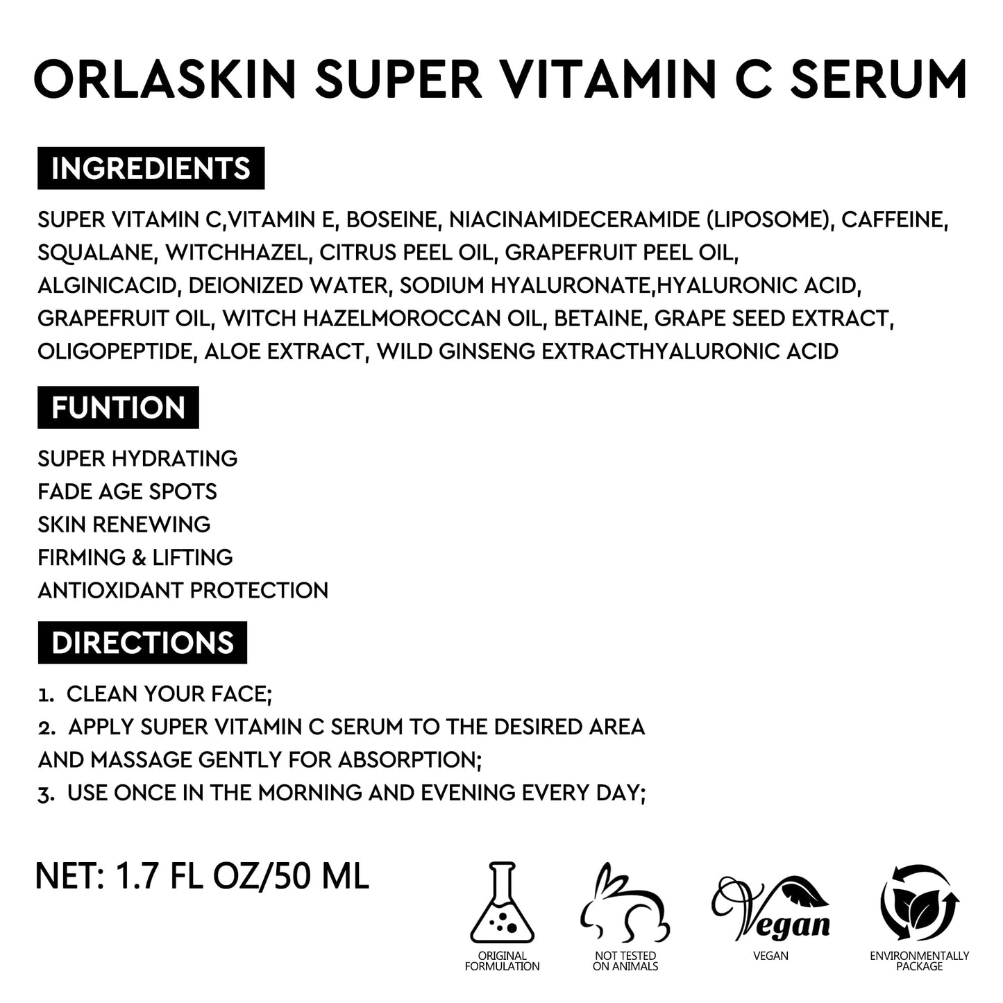 Super Vitamin C Serum For Women Over 70,Vitamin C Face Serum For Women Anti Aging Dark Spot Remover For Face Skin Care, Targets Age Spots, Wrinkles, Brightening, Pore Minimizer, Hydration 1.7fl Oz