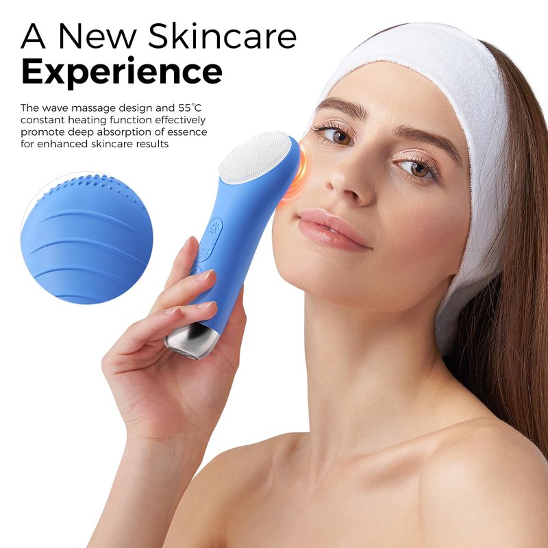 Face Scrubber Facial Cleansing Brush - Waterproof and Rechargeable Face Cleansing Brush with 4 LED Gentle Light, Cleansing, Exfoliating and Massaging, Electric Face Scrub Brush for Men & Women