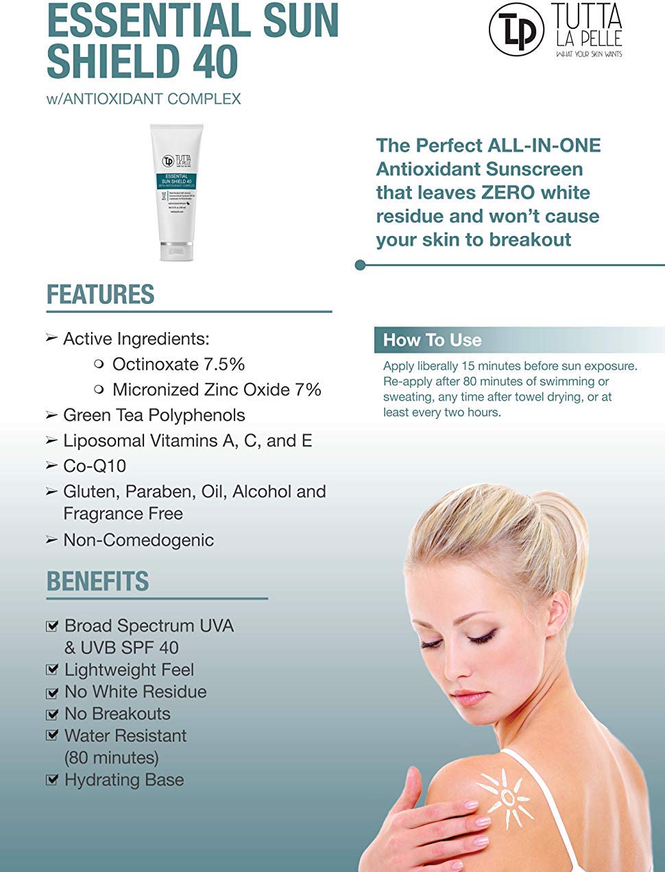 Zinc Oxide Sunscreen SPF 40 - Broad Spectrum UVA/UVB Protection | Water-Resistant, Fragrance-Free, Lightweight - 3.5oz