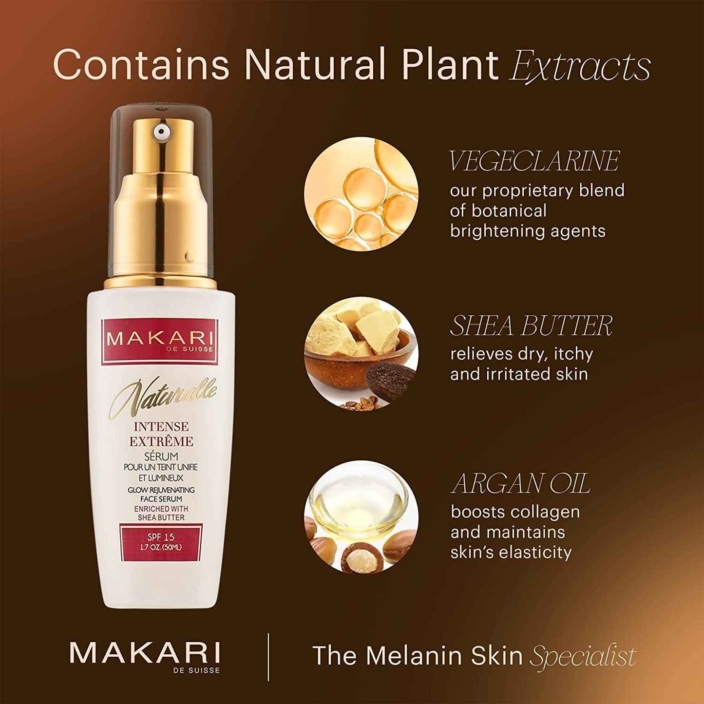 Makari Intense Extreme Toning Spot Treatment Serum SPF15 (1.7 oz) | Skin-Rejuvenating Serum with Shea Butter for Dry to Normal Skin Types | Helps Fade Blemishes, Soothe Wrinkles, and Brighten Skin