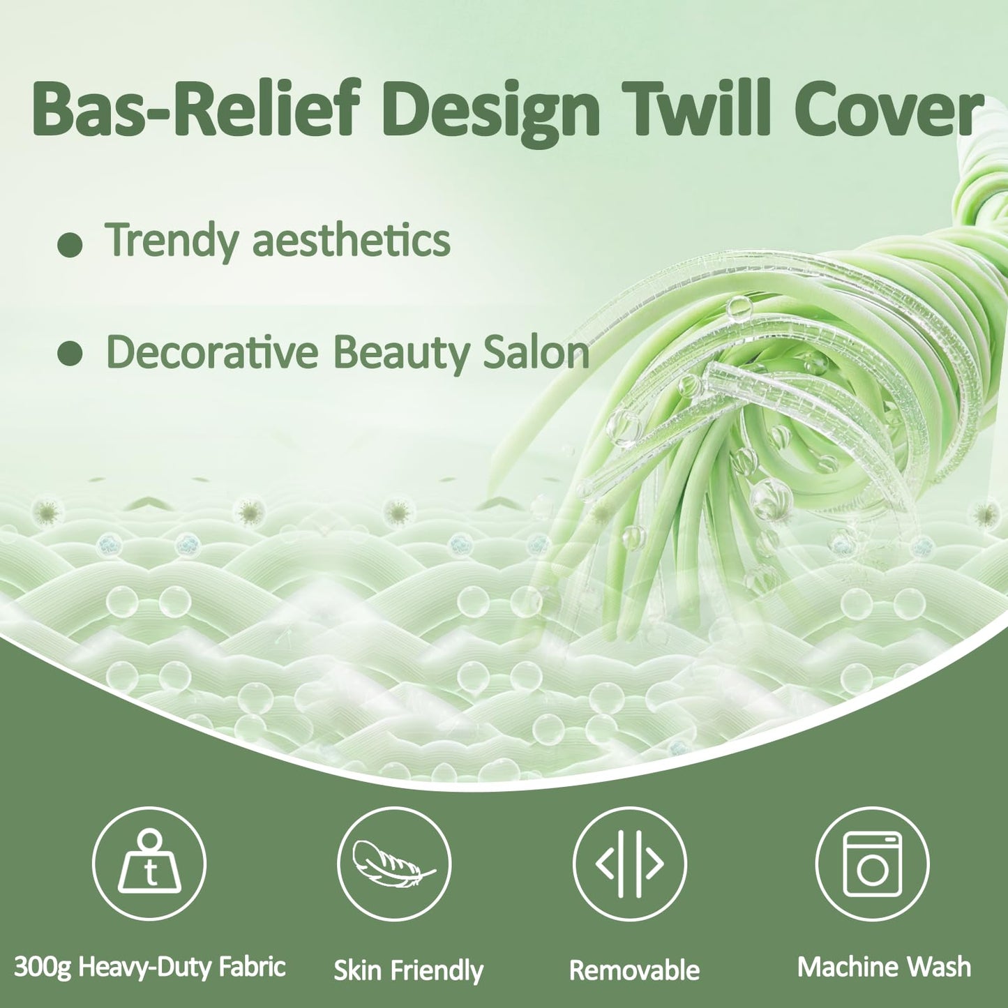 Memory Foam Lash Bed Topper for Massage Table, Beauty Salon Esthetician Mattress Toppers Based on 25D High Density Foam, Non-Slip Facial Beds Pad with Twill Removable Cover & Elastic Bands-73x24x2inch