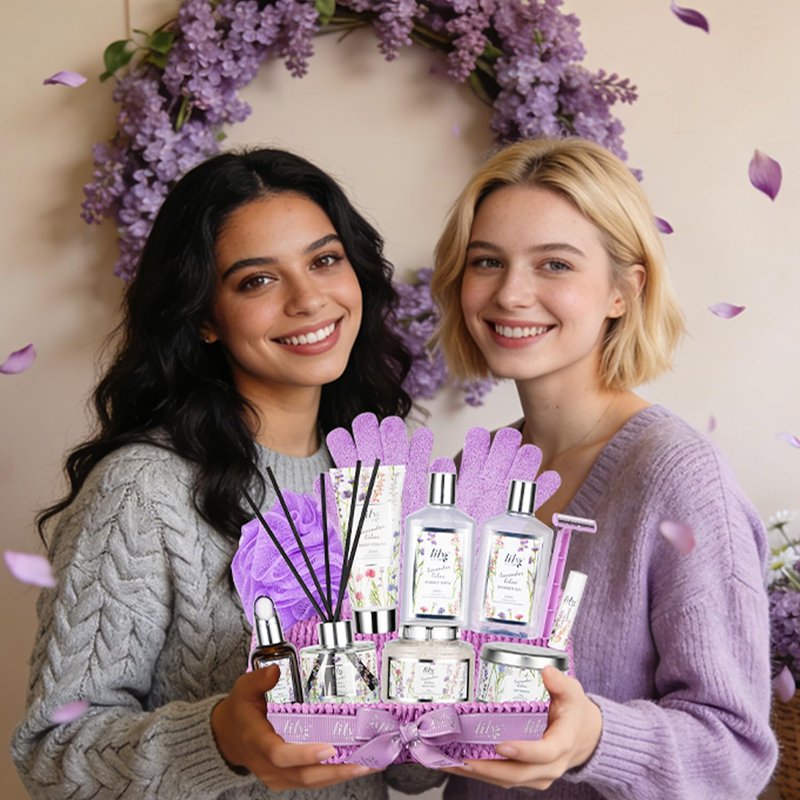 Gifts for Women, Birthday Gift - 15-Piece Lavender Spa Gift Basket for Women, Bath and Body Gift Basket, Spa Kit for Mothers Day, Christmas, Valentines Day, Perfect Present for Her & Mom