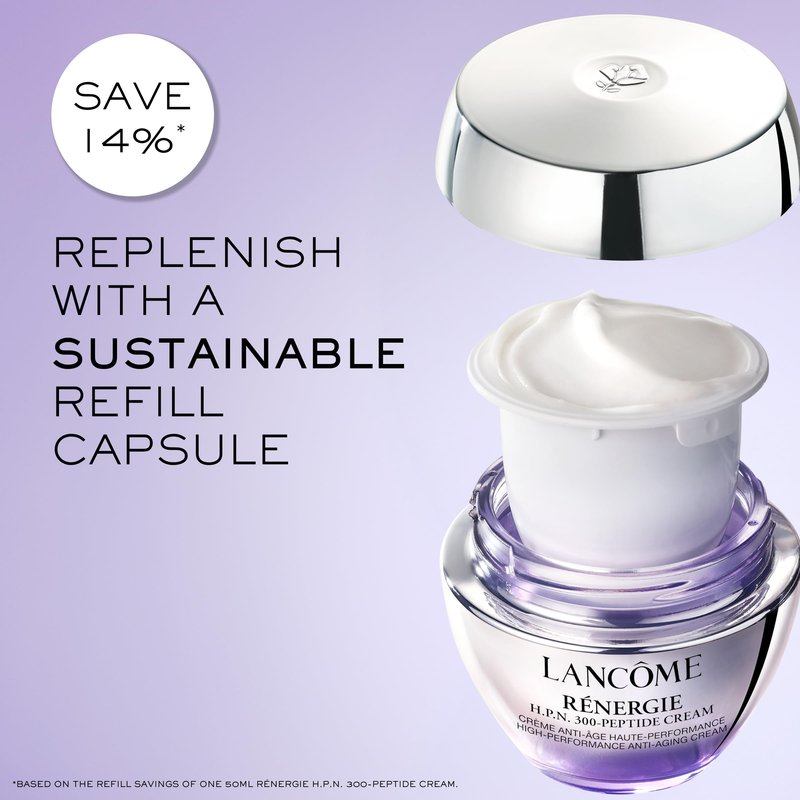 Lancôme Rénergie H.P.N. 300-Peptide Anti-Aging Face Cream with Hyaluronic Acid, Niacinamide & 300 Peptides - Visibly Reduces Wrinkles, Dark Spots & Sagging Skin - Refillable -1.7 Fl. Oz