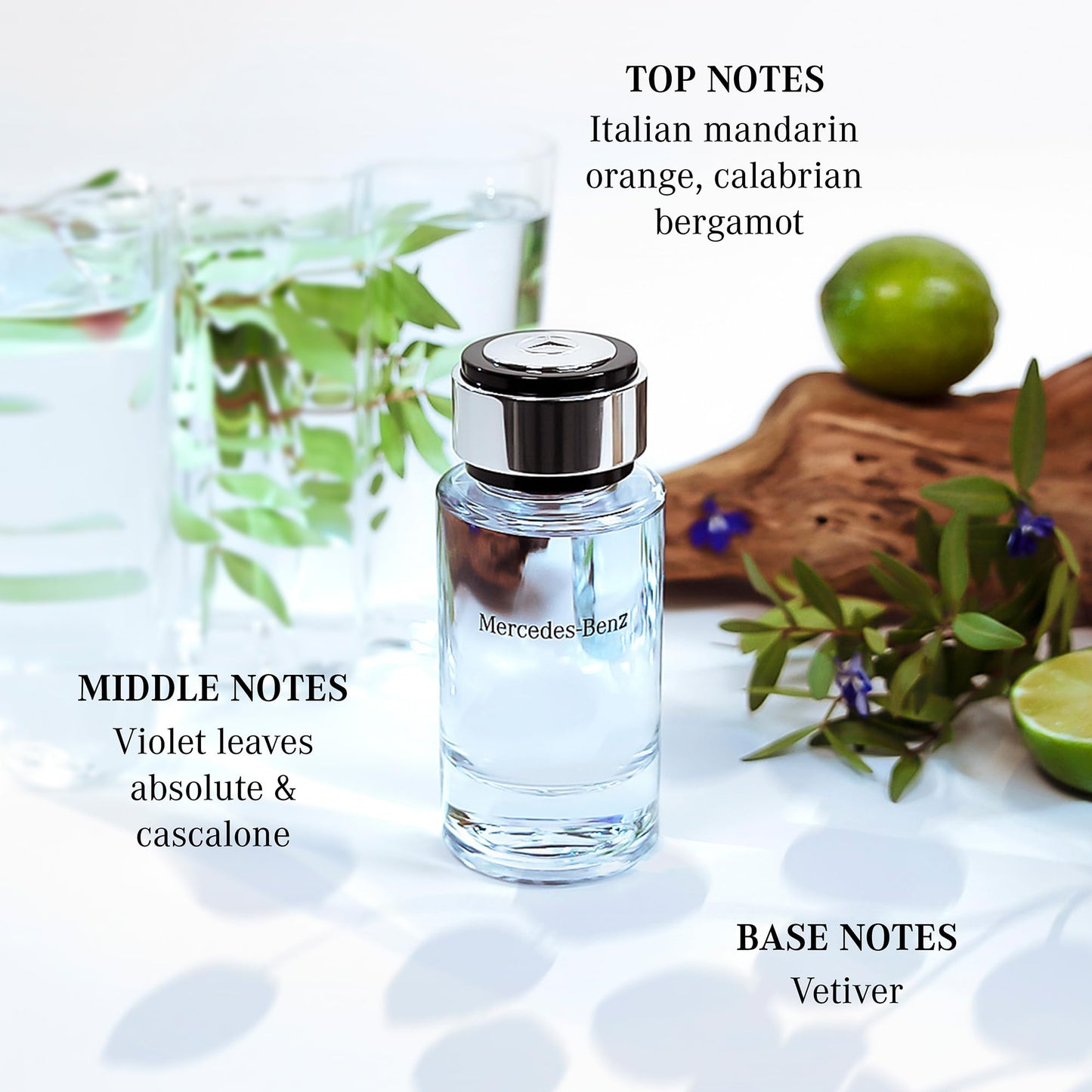 Mercedes Benz Cologne for Men - 4 Fl Oz - Eau De Toilette Perfume Spray for Man - Woody & Musky Scent - Luxury Long Lasting Fragrance with Notes Of Violet leaves, Cascalone & Vetiver