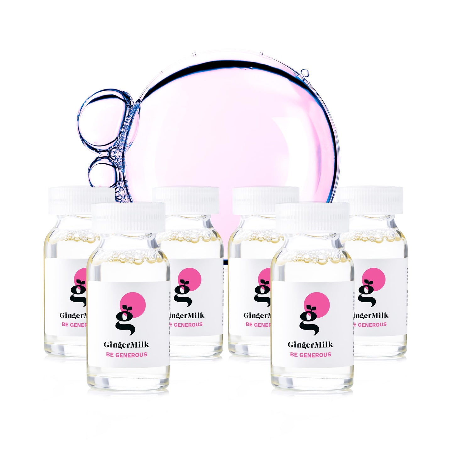Ginger Milk Nutritive Hair Ampoule with Proteins and Pro-Vitamin B5 | BE GENEROUS | (Pack 6 x 0.5 fl oz), Clear