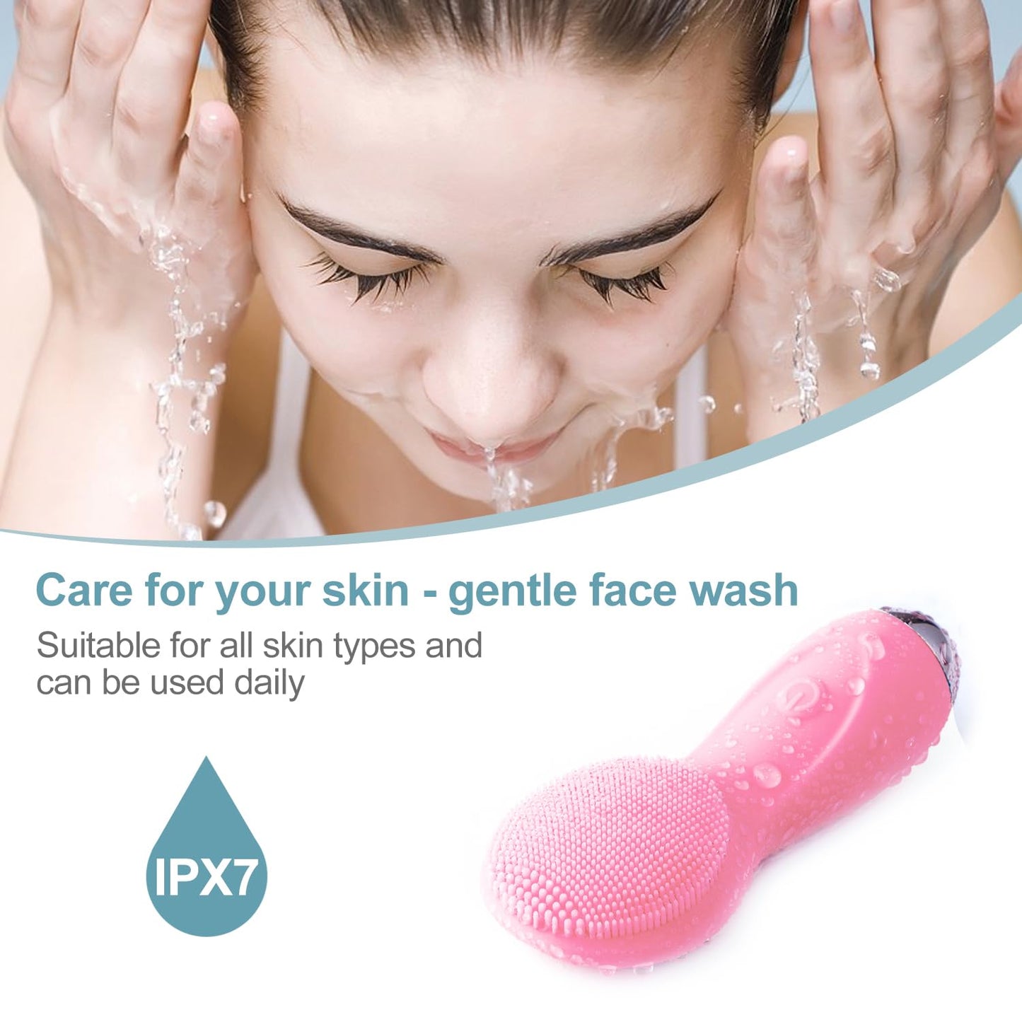 XYZHYAN Facial Massager, Facial Cleansing Brush, Waterproof Rechargeable Portable Powerful Massage Cleaning ultrasonic face Washer, Facial Cleansing Tool, Suitable for Ladies Facial Exfoliation.
