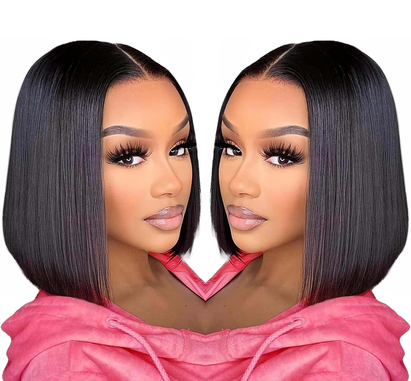 CDHFARMD Bob Wig Human Hair 12 Inch 13x6 Hd Transparent Lace Front Wigs Human Hair Glueless Short Straight Frontal Bob Wigs for Women Pre Plucked with Baby Hair Side Part 180% Density