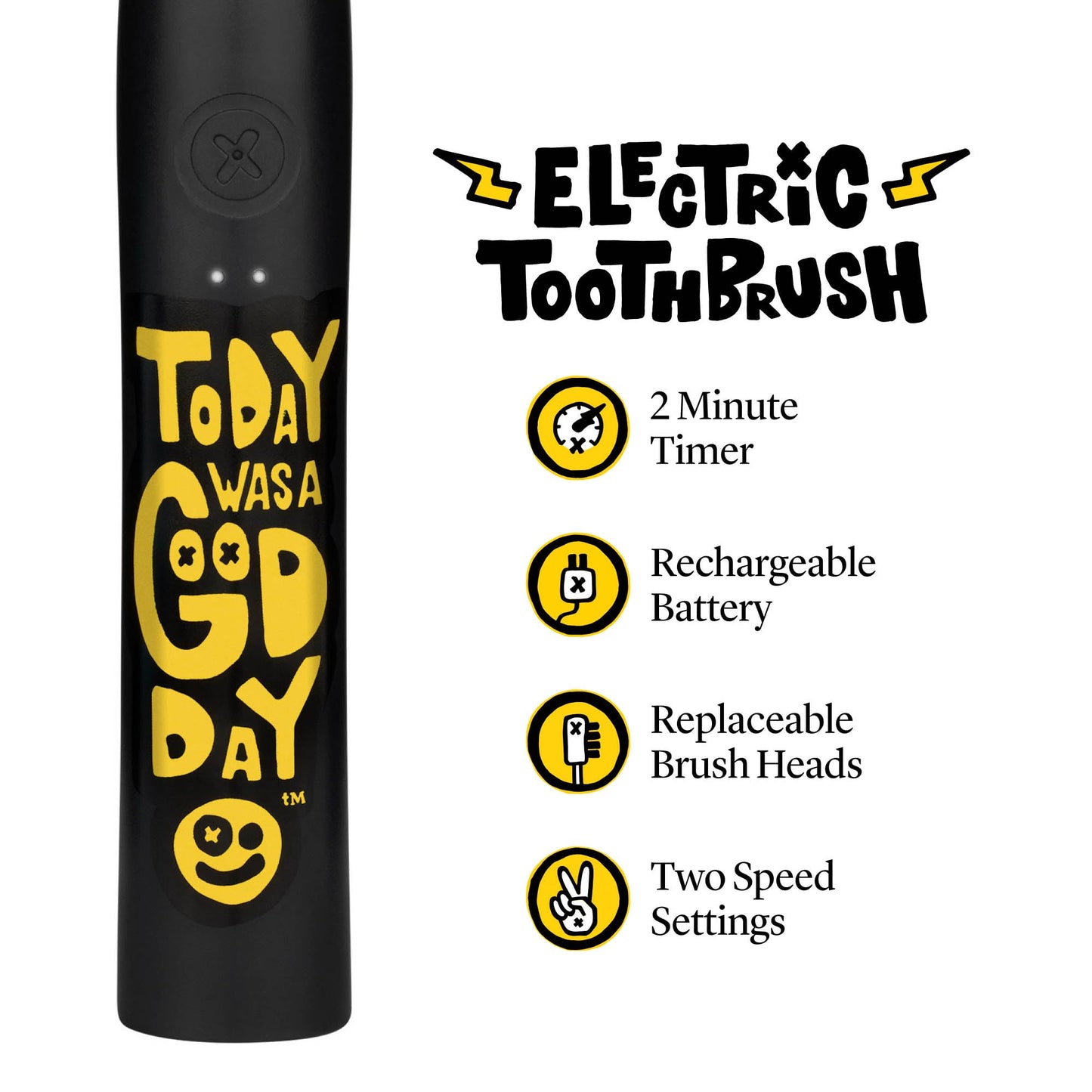 Made by Dentists Sonic X Electric Toothbrush – Rechargeable Kids Sonic Toothbrush, 8X Plaque Removal, 2 Speed Modes, 2-Minute Time, 6 Brush Heads Included, Tweens Ages 7+, Today was A Good Day Edition