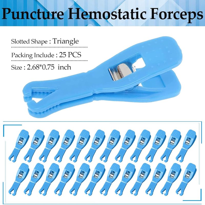 Body Piercing Clamps Tool - 25PCS Disposable Triangle Piercing Forceps for Ear, Nose, Lip & Navel | Blue Plier