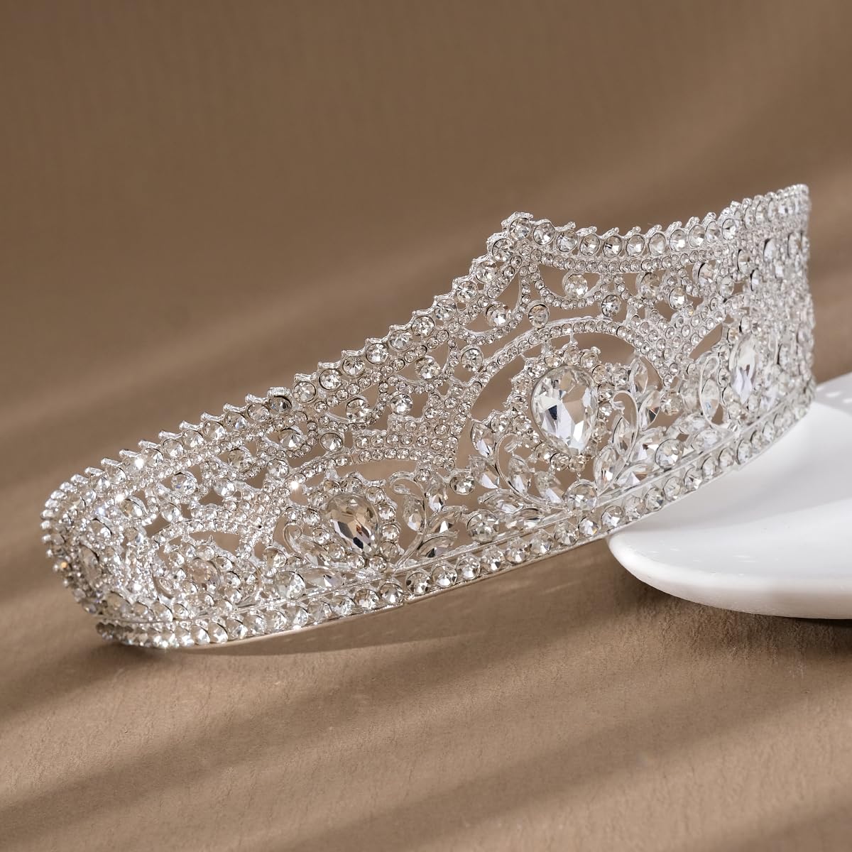 HEWEICSY Silver Tiaras and Crowns for Women,Wedding Tiara for Bride,Rhinestone Queen Crown,Crystal Costume Hair Accessories for Birthday Prom Party