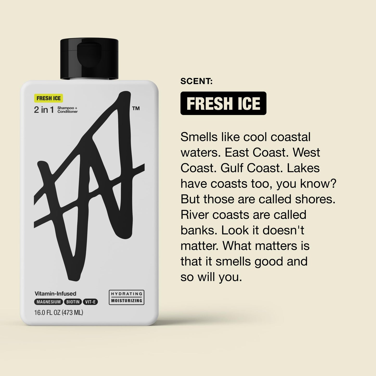 W by Jake Paul Men’s 2-in-1 Shampoo and Conditioner, Full Looking Hair, Deep Clean & Hydrating, Fresh Ice Scent, 16 fl oz