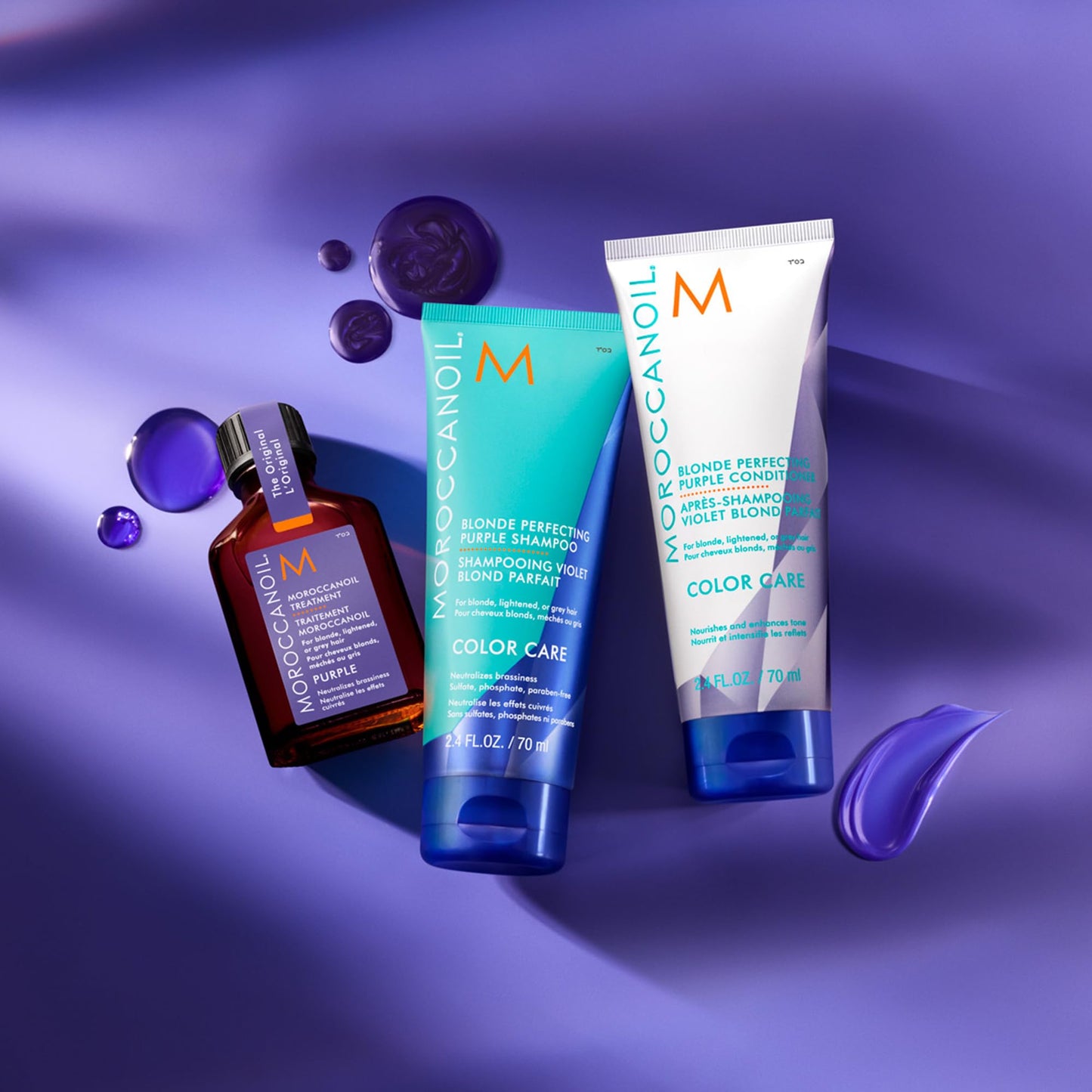 Moroccanoil Blonde Perfecting Purple Shampoo and Conditioner, 2.4 Fl. Oz.