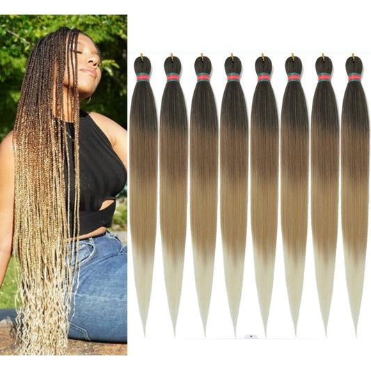 RUN SHUI Ombre Pre stretched Braiding Hair, 36 Inch 4 tones Braid Hair Extensions, 8 packs Multi Color Blend Braiding Hair Pre-stretched, Crochet Hair Braiding(36''-8packs, 1b/30/27/613)
