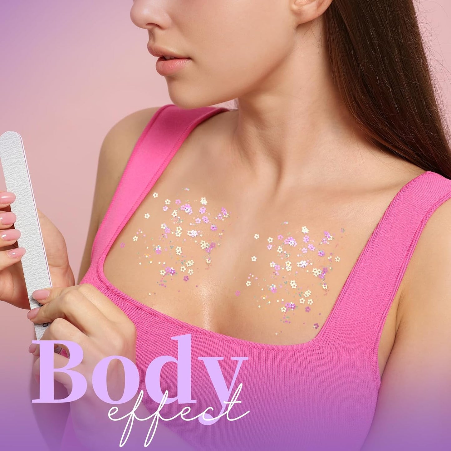 Teenitor Face Glitter Body Glitter, Clear White Body Glitter Gel, Hair Glitter Gel, 6 Shapes Rave Glitter, Mermaid Sequins Makeup Glitters Face Paint, Chunky Sparkling Glitter Gel for Women