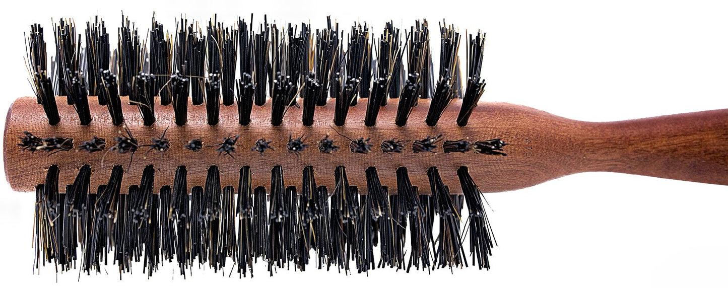 Spornette Italian Round Boar Bristle Brush - Large Round Brush for Blow Drying, Styling & Volumizing - Wooden Brush for Medium to Long Thick, Fine, Curly or Straight Hair (2.25 inch)