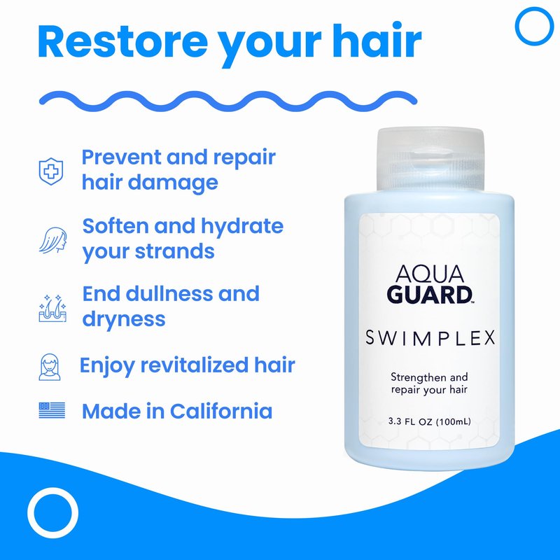 AQUA GUARD SwimPlex Hair Mask | Reverses Damage Caused by Chemicals and Minerals in Water | Made in California | Paraben, Phthalate, and Gluten-Free | 3.3 oz (1 Pack)