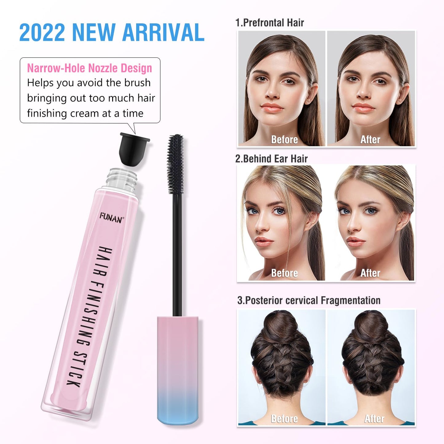 SUOFEIYA Hair Finishing Stick, Flyaway Feel Stick Hair, Small Broken Hairs Finishing Cream, Non-Greasy and Non-Sticky (2 Pack)