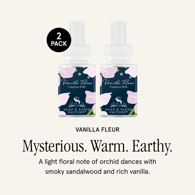 Pura and Soap & Paper Factory Home Scent Refill - Smart Air Diffuser - Up to 120-Hours of Luxury Fragrance per Refill - Home Essential - Clean & Safe Diffuser Fragrance - 2 Pack, Vanilla Fleur