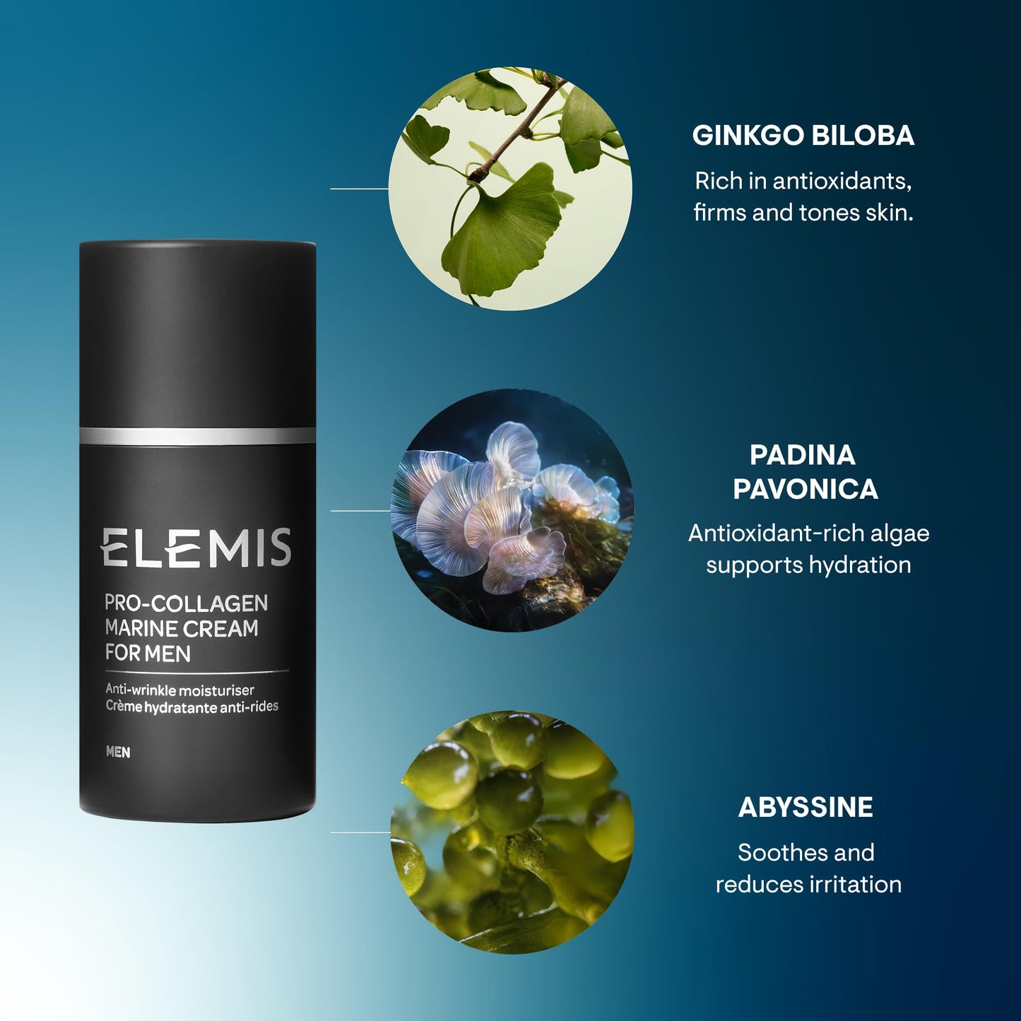ELEMIS Men Pro-Collagen Marine Cream 30ml Lightweight Fragrance-free Anti-Aging Moisturizer for Mens Skincare